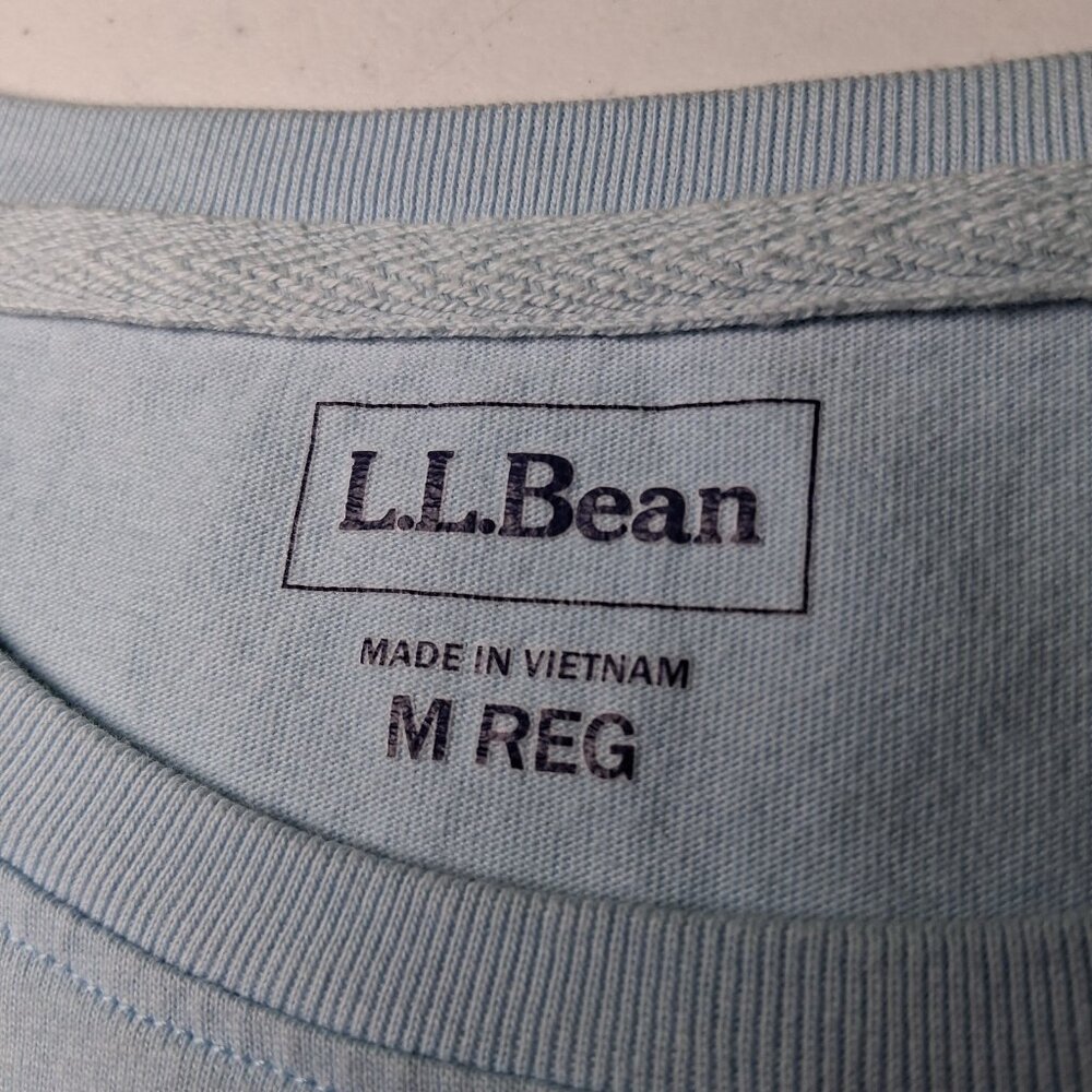 LL Bean Shirt Women Medium Blue Long Slv Vacationland Maine Owl Camping Camp - Picture 4 of 12